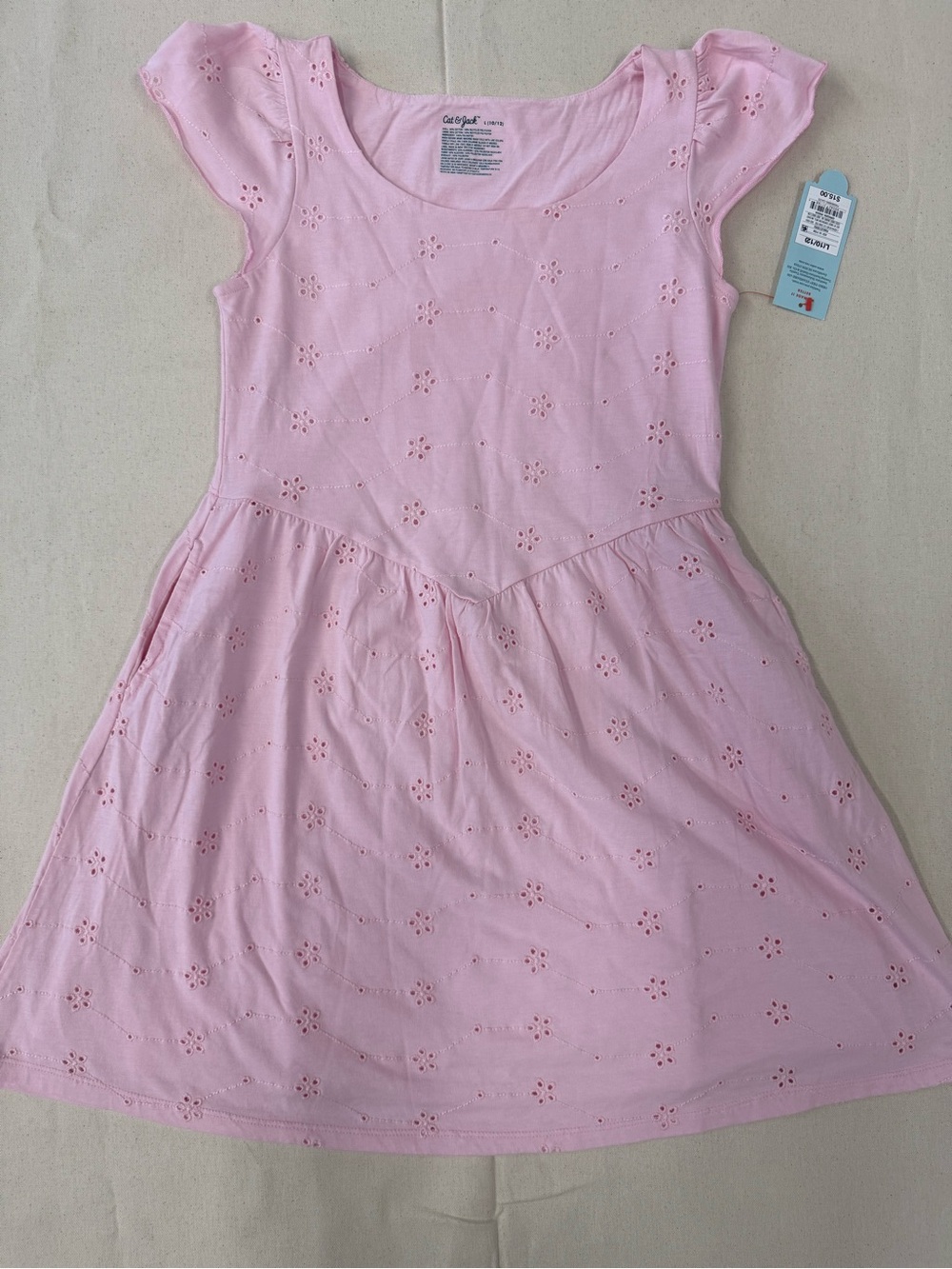 Cat & Jack Light Pink Eyelet Cotton Casual Dress for Girls